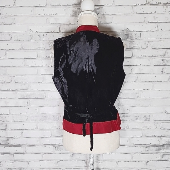 Ann Taylor Back Red Velvet Asian Floral Vest - Picture 4 of 11